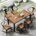 Einfaches recyceltes Holz UV-beständiges rechteckiges Patio-Esstisch in Mitternachtsschwarz/Kreide - Weiß 47,2"L x 23,6"B x 29,5"H Nur Tisch
