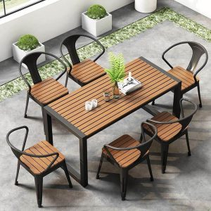 Einfaches recyceltes Holz UV-beständiges rechteckiges Patio-Esstisch in Mitternachtsschwarz/Kreide - Weiß 47,2"L x 23,6"B x 29,5"H Nur Tisch