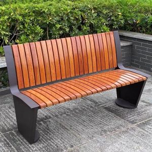 Parkbank im modischen Stil mit Rückenlehne, Kakao-Farbe und Ingenieurholz, Weiß