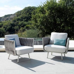 Weißes Sofa mit Schaumstofffüllung, für 3 Personen, Kissen, UV-beständiger trendiger Stil mit Polster, 3-Sitzer Sofa