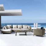 Hellgraues Schwamm-Loveseat für 2 Personen mit Kissen - UV-beständiger trendiger Stil mit Polster, 2-Sitzer Sofa