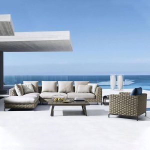 Hellgraues Schwamm-Loveseat für 2 Personen mit Kissen - UV-beständiger trendiger Stil mit Polster, 2-Sitzer Sofa
