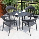 Art Deco Nestable Outdoor Arm Chair: Synthetischer Rahmen in Tinte, 1 Stuhl, Schwarz