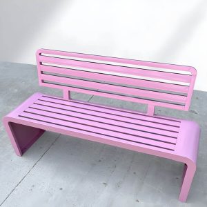 Zeitgenössischer Stil Metall Gartenbank mit Rückenlehne - Rosa 47"L x 16"W x 31"H