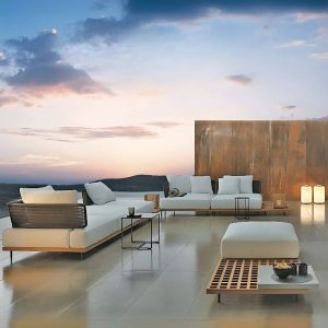 Zeitgenössisches schwarzes Legesofa für 1 Person mit Kissen, UV-beständige Polsterung, einzelnes rundes Sofa