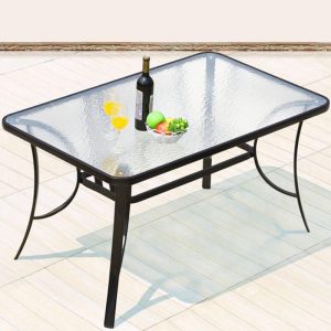 Klares Outdoor-Essset mit Polymer-Sitzmöbeln, quadratische Form, wetterfest, 5-teilig, Stuhl, einfacher Stil, 31.5"L x 31.5"B x 28.3"H, Tisch & 4 Stühle