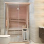 1-Personen Hemlock FAR Infrarotsauna mit LED-Beleuchtung, Bluetooth und Timer - 47"L x 39"B x 75"H
