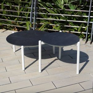 Kreide Einzelsitzer Sofa mit Canvas Bezug, hellgrauem Kissen, Legierungsrahmen, Stuhl, UV-beständig und gepolsterte Rückenlehne, 1-Sitzer Sofa