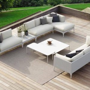 Simplistisches Sofa, Kreidemetallrahmen, UV-beständig, für 1, 1 Teil mit Kissen, 1-Sitzer Sofa