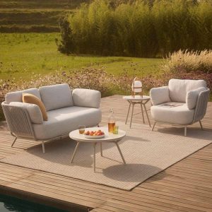 Sofa mit abnehmbarem Kissen in schwarzer Schaumstoffpolsterung, Kissen inklusive, UV-beständig für 1, trendiger Stil, Schwarz, 1-Sitzer Sofa