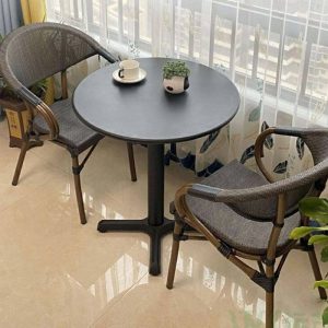 Modischer natürlicher Farbton Synthetik Outdoor Armlehnenstuhl mit 1 Stuhl, 22"L x 21"B x 34"H