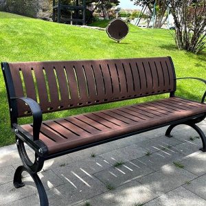 Einfacher Stil Pecan Legierungsrahmen Picknickbank, 59"L x 16"B x 16"H