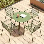 Moderner runder Metall-Eisen-Patio-Tisch - wasserdicht, UV-beständig, langlebig - nur Tisch Gelb