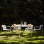 Weißer Metall-Patio-Tisch im zeitgenössischen Stil, wasserbeständig für den Außenbereich - Nur Tisch 160 cm L x 80 cm B x 75 cm H Rechteckig
