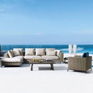 Sofa, wasserdichter schwarzer Rahmen, für 3 Personen, Kissen inklusive, trendige Legierungspolster, 3-Sitzer Sofa
