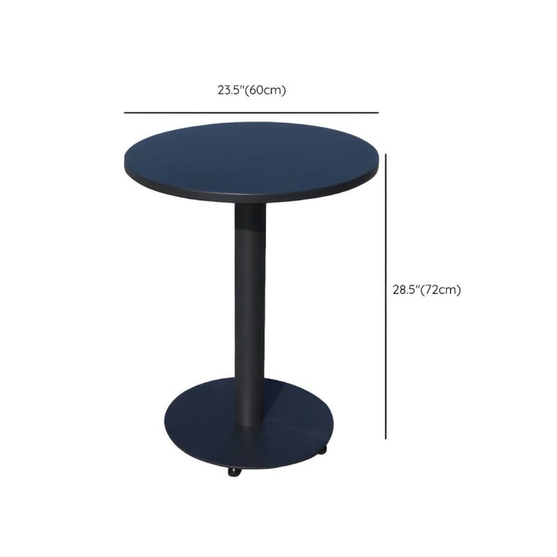 Dimension of Moderner geometrischer wasserdichter Hof Tisch Metallbasis Outdoor Tisch - Nur Tisch Rund Schwarz 60 x 60 x 72 cm