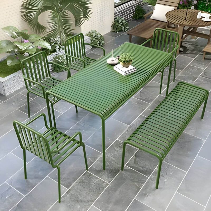 Moderner Eisengartentisch für den Außenbereich mit Metallgestell - Nur Tisch 55,1"L x 27,6"B x 29,5"H