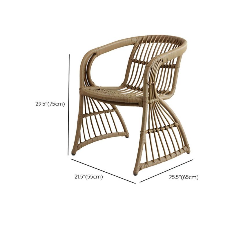 Dimension of Stackable Metal Patio Arm Chair Modern Style, Brown Frame, Rattan Back - 1 Piece