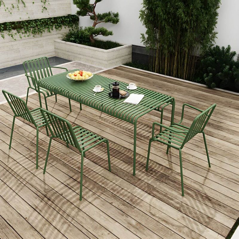 Moderner Gartenstuhl Grün Offene Rückenlehne Mit Armlehne Patio Esszimmer Armlehnenstuhl - 22"L x 19"B x 31"H 6-teiliges Set