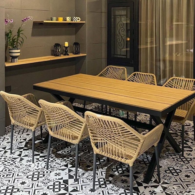 Art Deco Aluminium Metall Outdoor Armlehnenstuhl mit Nestable-Design in Tinte, 1 Stuhl, 25"L x 24"B x 31"H