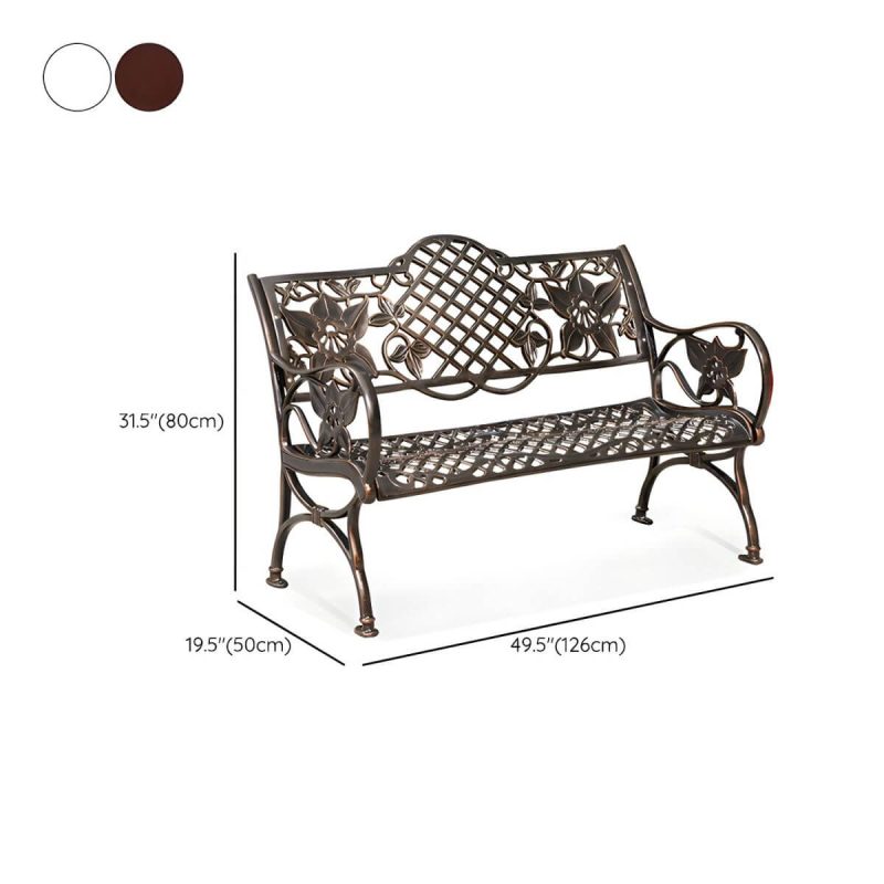 Dimension of Bohemian Metal Park Bench with Waterproof and Water Resistant Design, With Arms and Back - Copper 50"L x 20"W x 31"H
