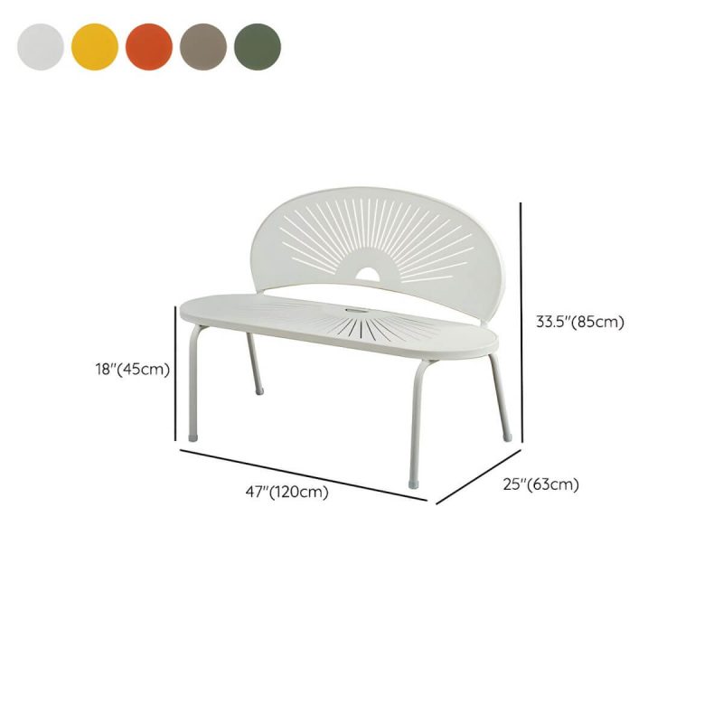 Dimension of Water-Resistant Scandinavian Style Metal Park Bench with Aluminum Seating and Backrest - Green 120 x 63 x 85 cm