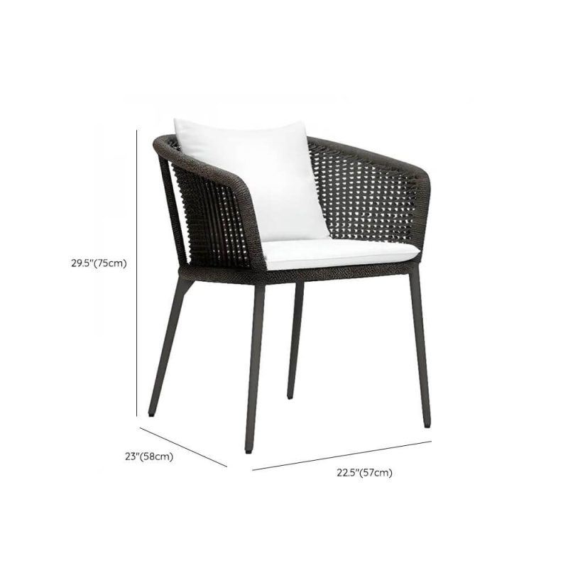 Dimension of Simple Aluminum Metal UV-proof Patio Arm Chair with Chalk Cushion, 1 Chair, 22"L x 23"W x 30"H