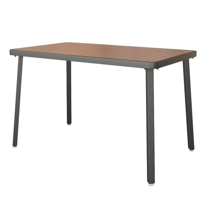 Moderner wasserdichter Holz-Courtyard-Tisch Geometrischer Außentisch - Nur Tisch 55.1"L x 27.6"B x 29.5"H