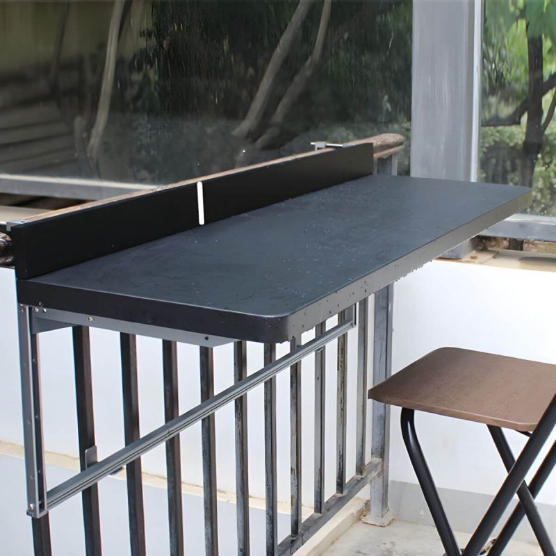 Einfarbiger moderner Aluminium-Falt-Tisch rechteckig kratzfest für den Außenbereich - Nur Tisch 47"L x 15"B x 4"H Schwarz