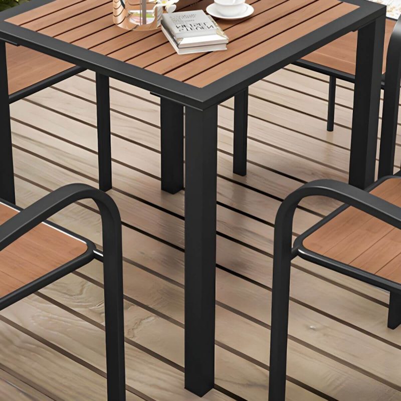 Zeitgenössischer Holz-Patio-Tisch wetterbeständig in rechteckiger/quadratischer Form - Blau 47,2"L x 23,6"B x 29,5"H Nur Tisch