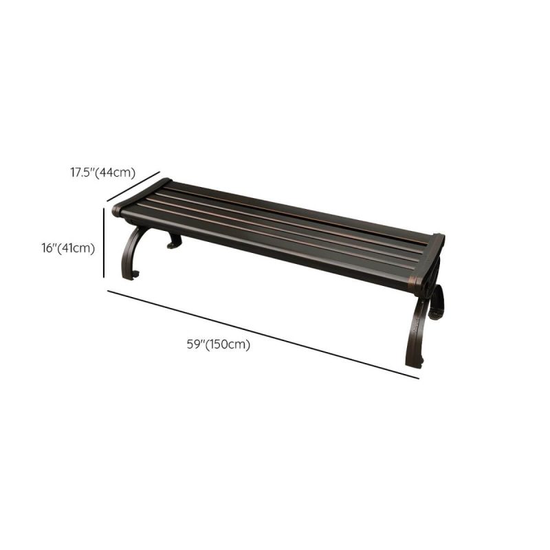 Dimension of Traditional Bronze Metal Outdoor Waterproof Park Bench for All Seasons - 59"L x 17"W x 16"H