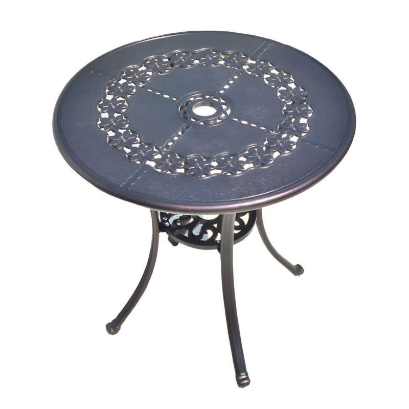Französischer Landhaus-Patio-Tisch im Freien Aluminiumrahmen Beistelltisch - Nur Tisch 26"L x 26"B x 24"H Braun
