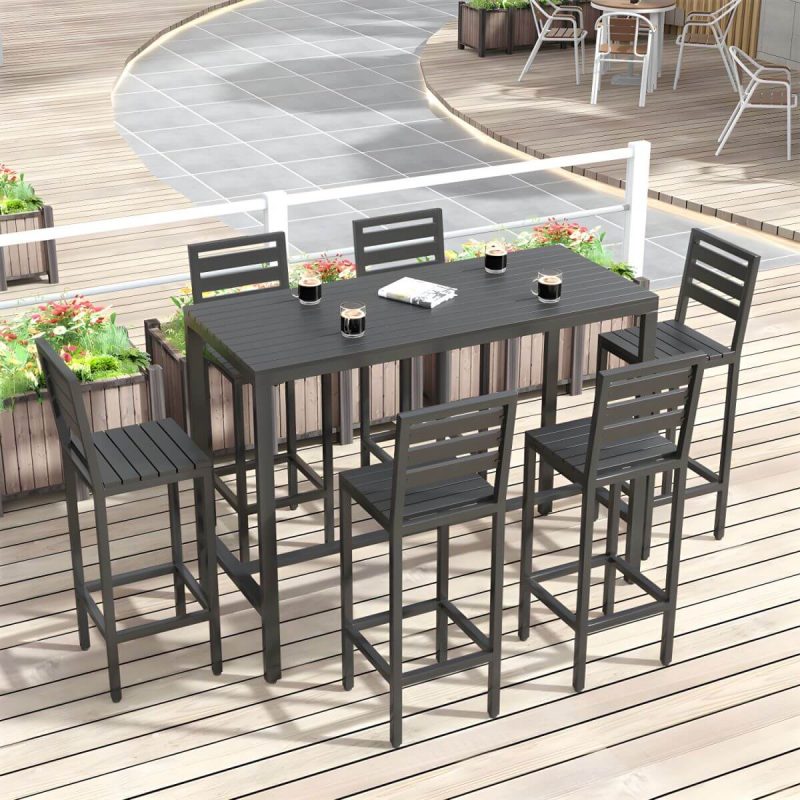 Metall- und Holz-Patio-Tisch Rechteckig Industrial No Distressing Bar Tisch - 200 x 60 x 105 cm Brauner Tisch Nur
