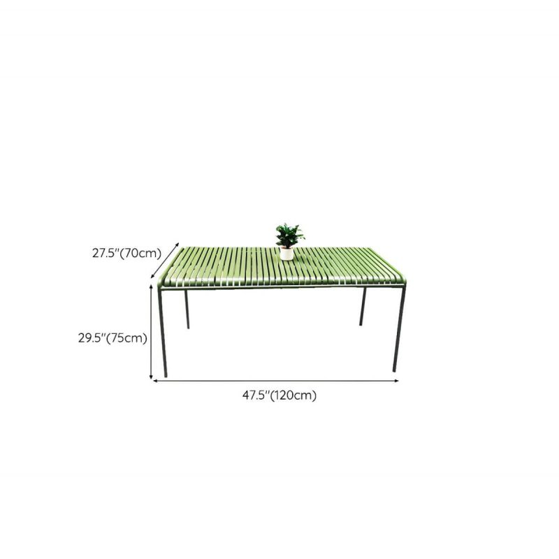 Dimension of Contemporary Style Metal Patio Table Rectangle Shape in Green - Table Only 47.2"L x 27.6"W x 29.5"H