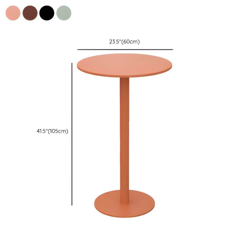 Dimension of Runder moderner Metall-Bartisch ohne Sonnenschirmloch - wasserdicht und langlebig - Nur Tisch 23,6"L x 23,6"B x 41,3"H Rot