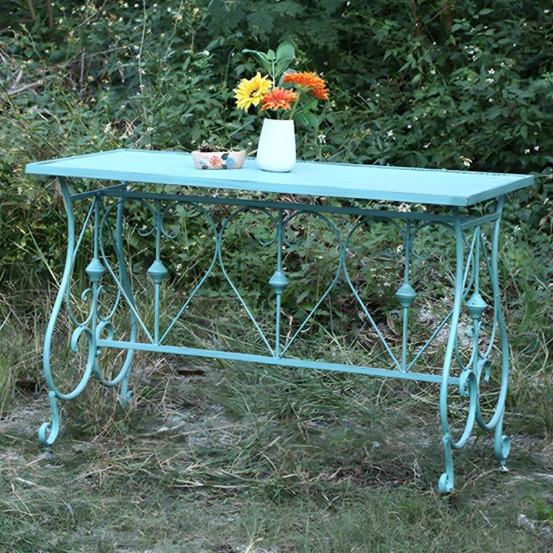 Moderner grüner wasserdichter WeCourtyard Tisch Eisen Rechteck Outdoor Tisch - Nur Tisch