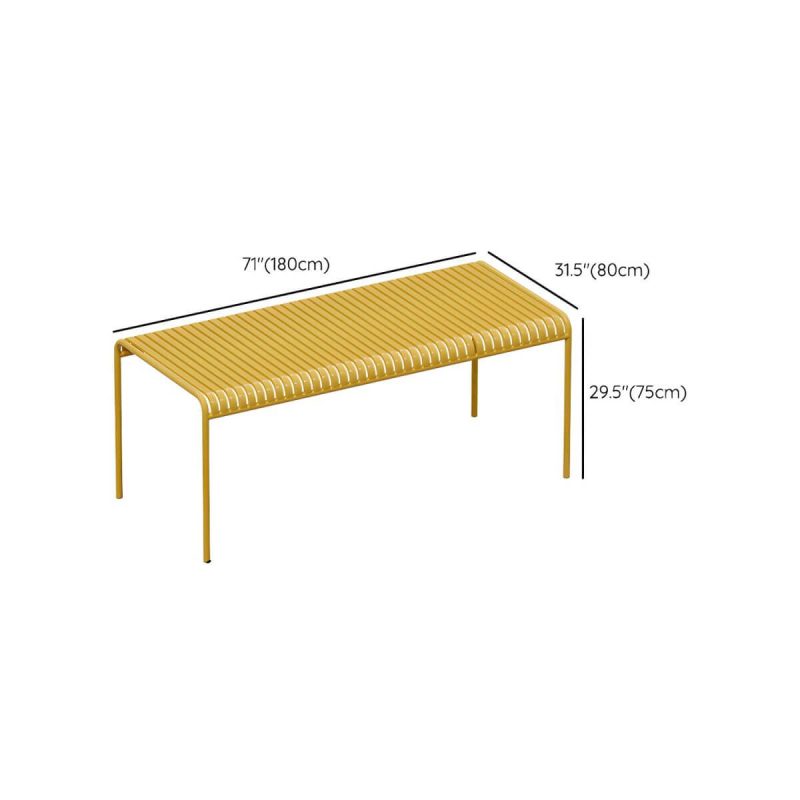 Dimension of Yellow Metal Patio Table Contemporary Style Water Resistant in Rectangular/Square Shape - Table Only 70.9"L x 31.5"W x 29.5"H