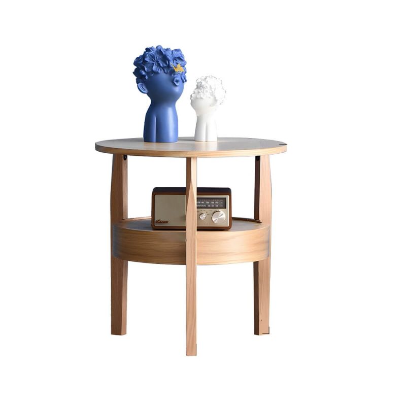 Massivholz-Beistelltisch im modernen Stil Runder Aufbewahrungstisch für die Terrasse - Nur Tisch 58 cm L x 58 cm B x 61 cm H Natur