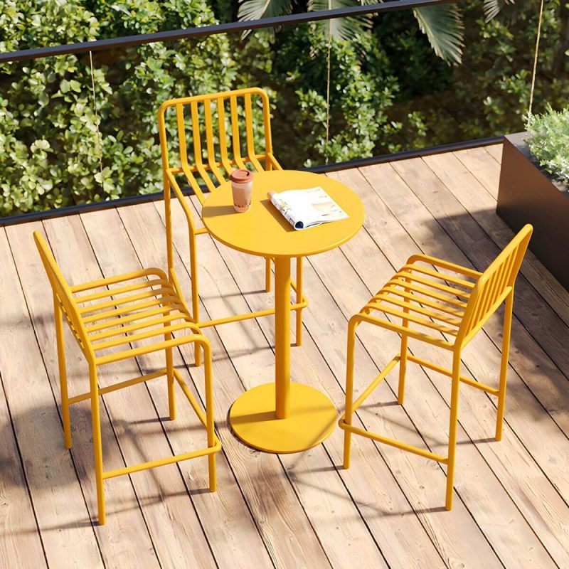 Outdoor-Tisch mit Sockelbasis Metalltisch - 24" B X 24" L X 41" H - Nur schwarzer Tisch