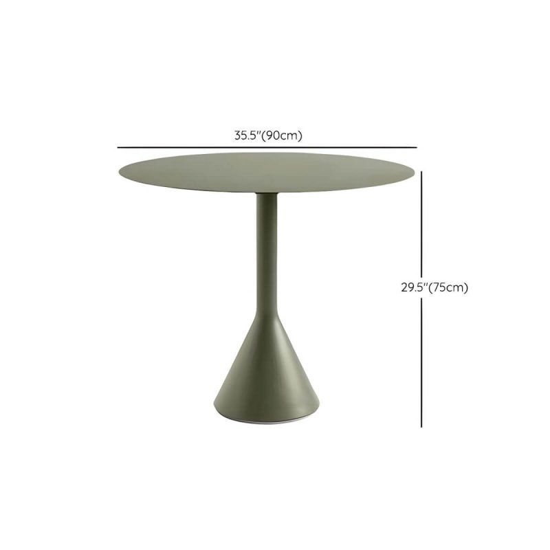 Dimension of Industrial Green Dining Table Metal Outdoor Table with Pedestal Base - 35.4"L x 35.4"W x 29.5"H Round Table Only