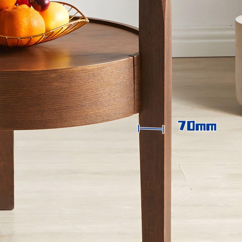 Massivholz-Beistelltisch im modernen Stil Runder Aufbewahrungstisch für die Terrasse - Nur Tisch 50 cm L x 50 cm B x 50 cm H Nussbraun