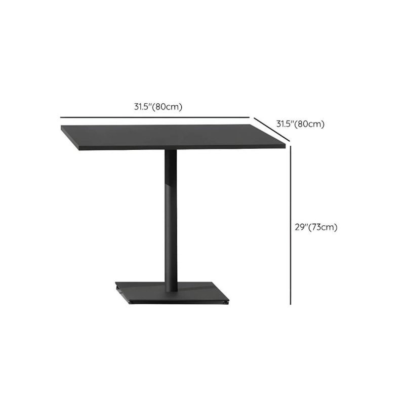 Dimension of Moderner geometrischer wasserdichter Hof Tisch Metallbasis Outdoor Tisch - Nur Tisch Quadratisch Schwarz 80 x 80 x 73 cm