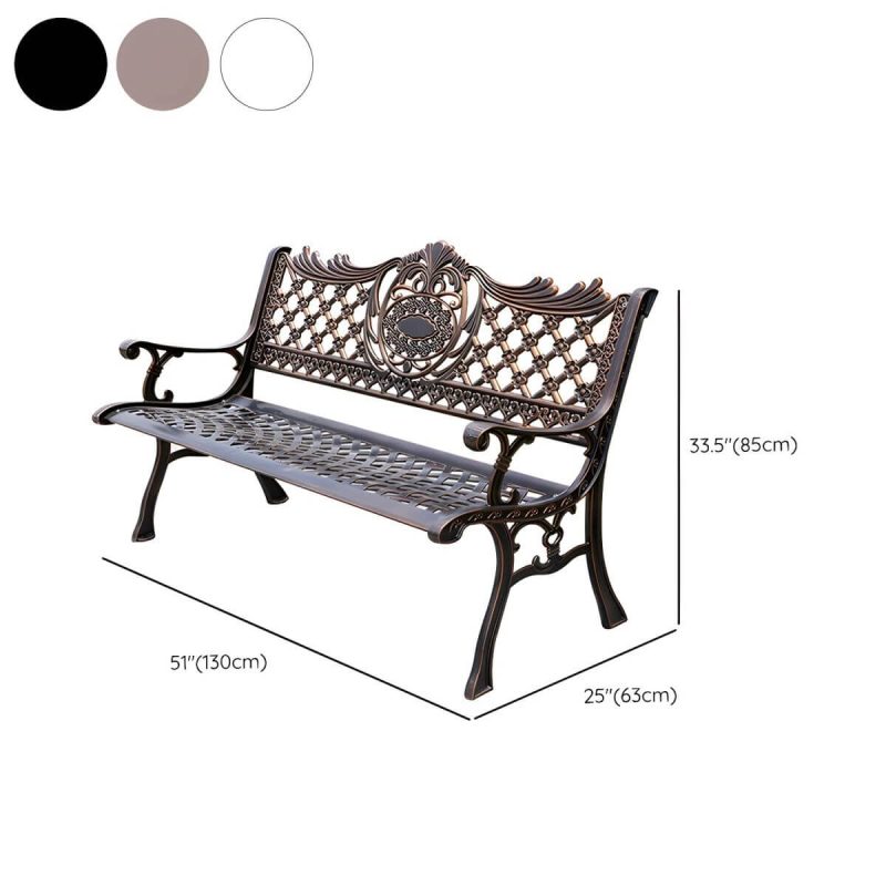 Dimension of Metal Modern Garden Bench with Legs Water Resistant for Outdoor - Black 51"L x 25"W x 33"H