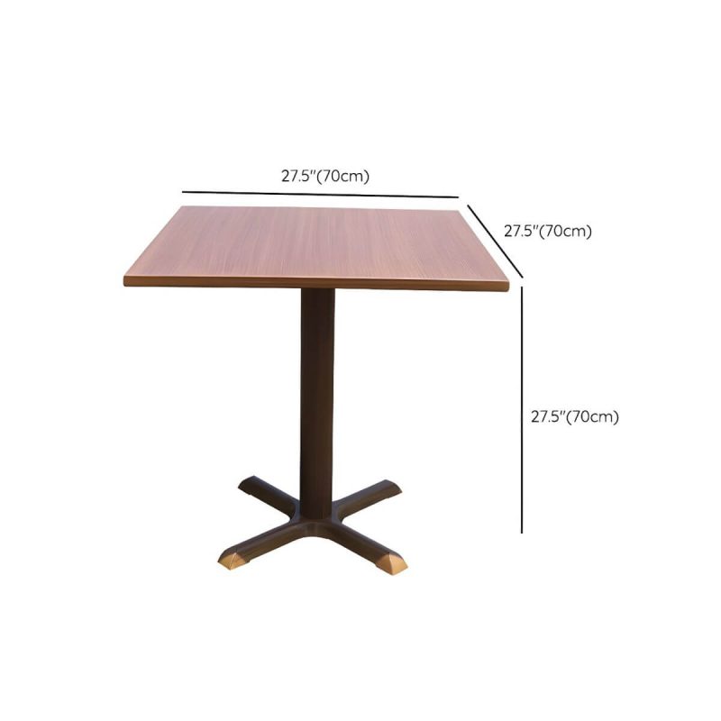 Dimension of Moderner geometrischer wasserdichter Hof Tisch Metallbasis Outdoor Tisch - Nur Tisch Quadratisch Holzfarbe 70 x 70 x 70 cm