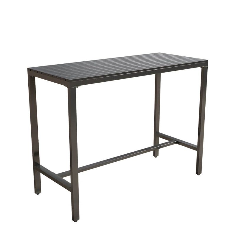 Metall- und Holz-Patio-Tisch Rechteckig Industrial No Distressing Bar Tisch - 180 x 60 x 105 cm Schwarzer Tisch Nur