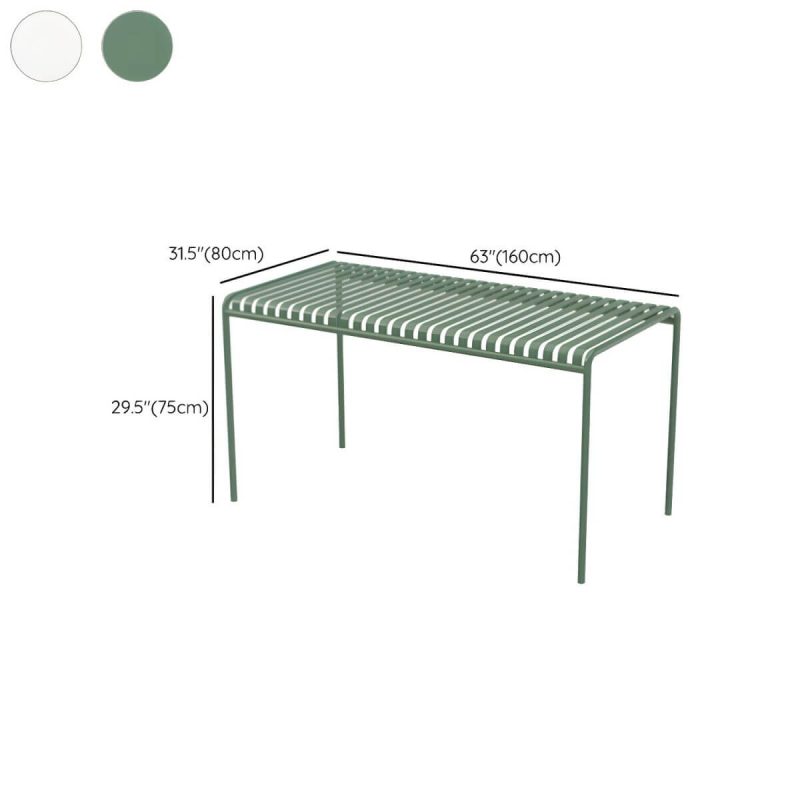 Dimension of Moderner geometrischer wasserfester Hofeisentisch Gartentisch - Nur Tisch 63"L x 31.5"B x 29.5"H Grün