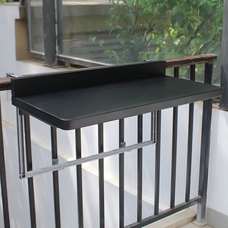Einfarbiger moderner Aluminium-Falt-Tisch rechteckig kratzfest für den Außenbereich - Nur Tisch 31"L x 16"B x 4"H Schwarz