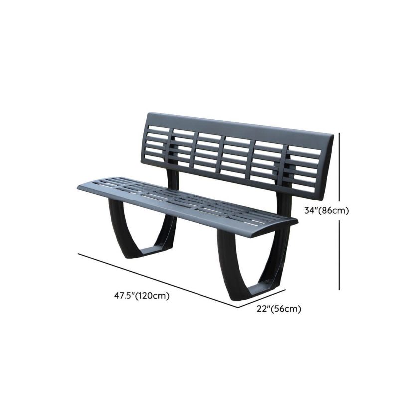 Dimension of Industrial Back Outdoor Bench Matte Park Bench 47.2"/59" in Aluminum - 47"L x 22"W x 34"H