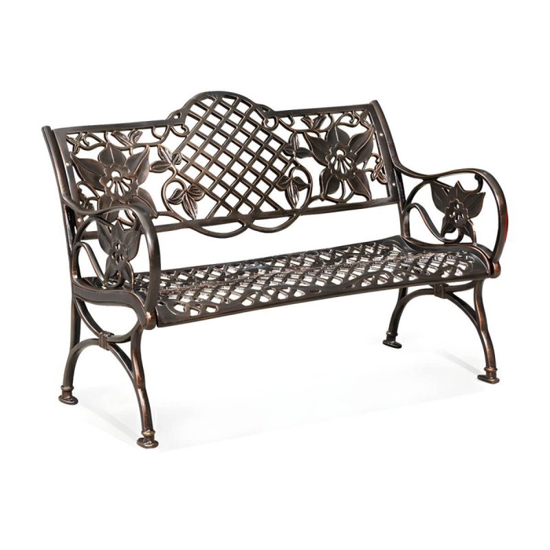 Bohemian Metal Park Bank mit wasserdichter und wasserabweisender Design, mit Armlehnen und Rückenlehne - Kupfer 50"L x 20"B x 31"H