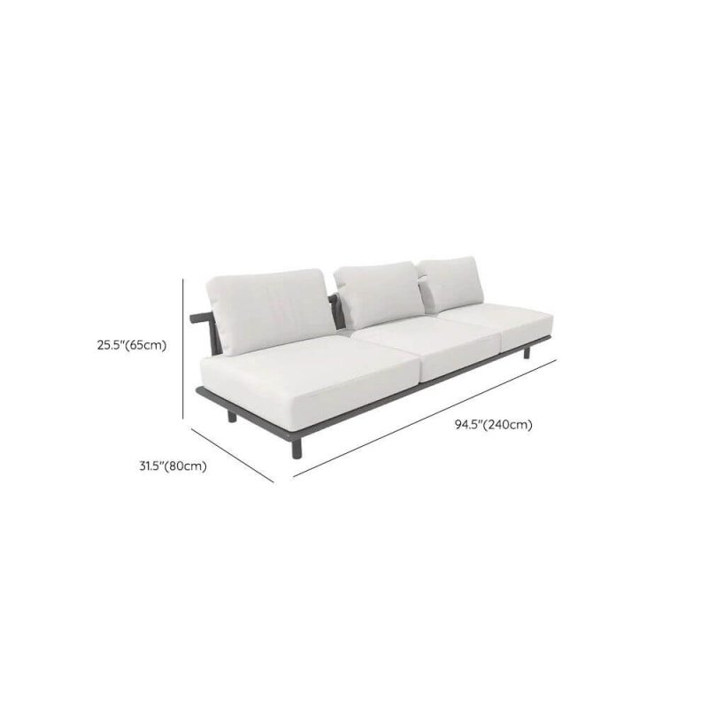 Dimension of Waterproof Light Gray Sofa for 3 People with Pillow, Alloy Frame, Trendy Style and Cushion, 3-Seater Midposition Sofa